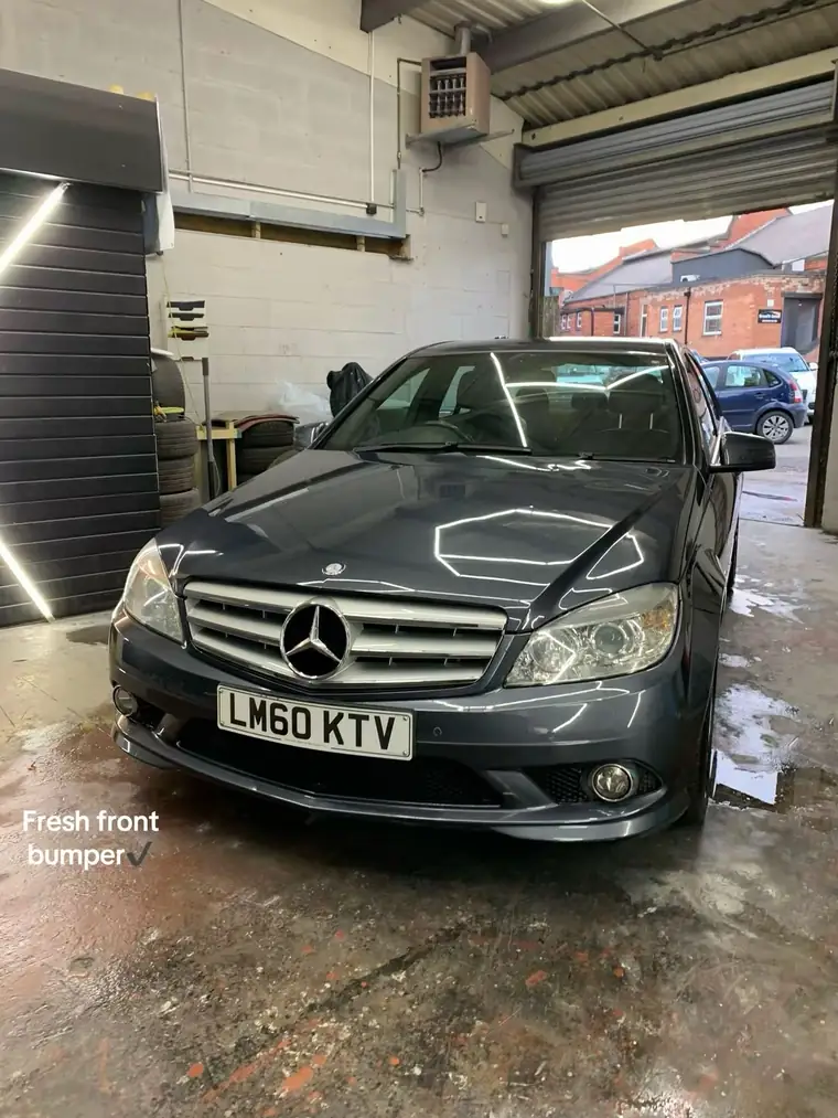 The same Mercedes after the front bumper respray